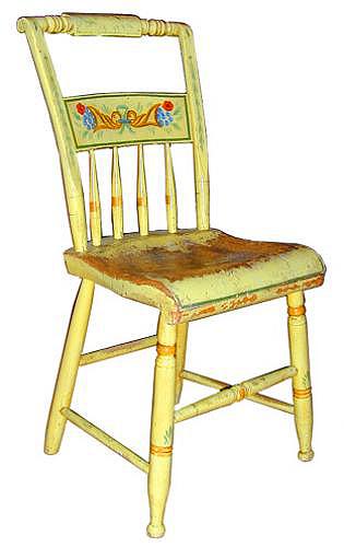 A Set of Four 19th Century American Hitchcock Polychrome Chairs No. 1987