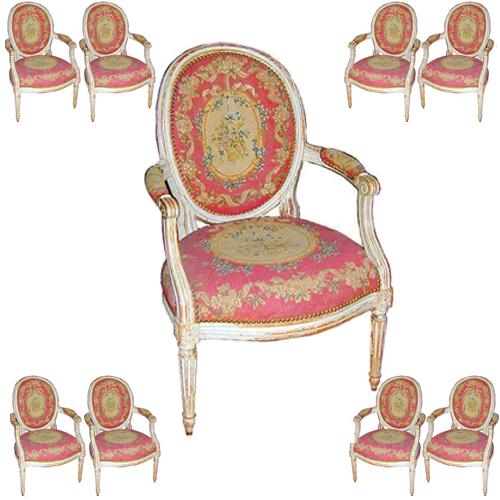 A Rare Set of Eight French Louis XVI Fauteuils à Medaillon No. 975