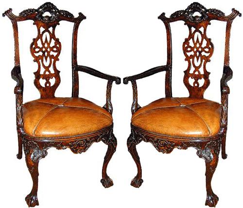 A Pair of 18th Century Walnut Portuguese Armchairs No. 677
