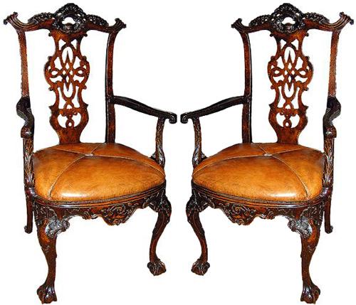 A Pair of 18th Century Walnut Portuguese Armchairs No. 677