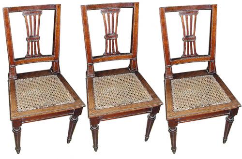 A Set of Three 19th Century Italian Louis XVI Walnut Side Chairs No. 612