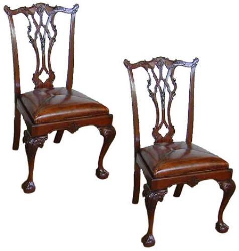 A Fine Pair of 19th Century English Chippendale Chairs No. 565