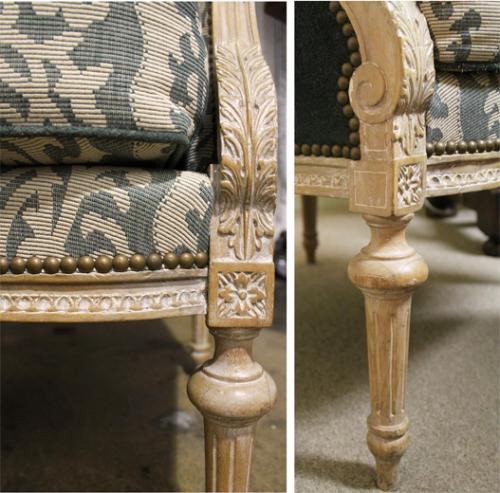 A Fine Pair of 19th century Meuble de Style Louis XVI Carved Bergeres No. 520