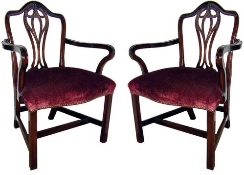 A Pair of 19th Century English Mahogany Chippendale Armchairs No. 435