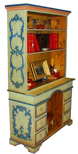 An 18th Century Italian Polychrome Bureau with Bookshelf No. 1850