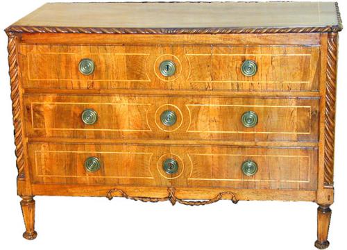 A Fine 18th Century Example of Italian Louis XVI Walnut and Satinwood Commode No. 1581