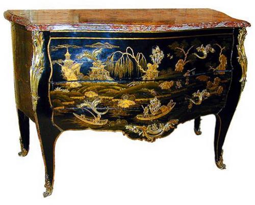 An Exceptional M. Criaerd 18th Century French Louis XV Black and Gold Lacquer Chinoiserie Commode No. 1002
