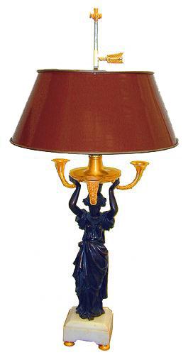 A 19th Century Patinated Bronze Bouillotte Lamp No. 1660