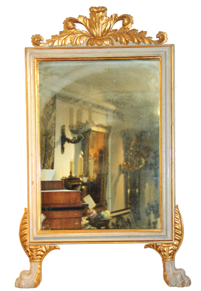 A Fine 18th Century Italian Louis XVI Pale Grey/Green Polychrome and Parcel-Gilt Mirror No. 1072