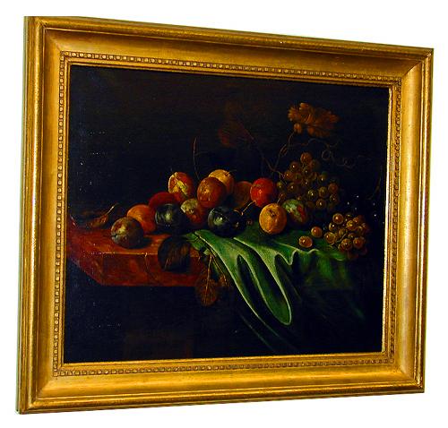 A 19th Century Continental Oil on Canvas, Still Life of Assorted Fruits No. 464