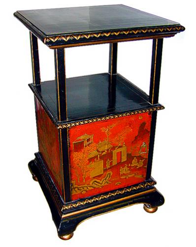 A 19th Century Chinoiserie Black Lacquer Side Table Stand No. 524