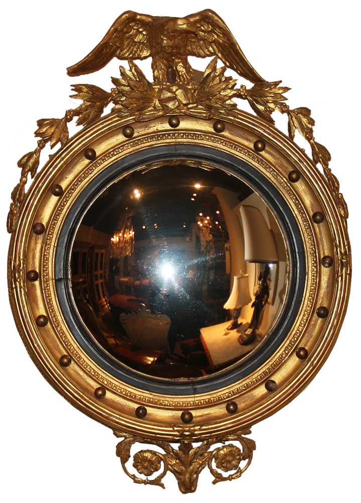 An Early 19th Century English Regency Giltwood Convex Mirror No. 1305