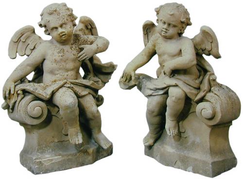 A Pair of 17th Century South German Stone Putti Architectural Elements No. 2000