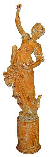 A Fine 19th Century French Statue of a Dancer on a Round Pedestal Carved of Bleached Pine No. 1779