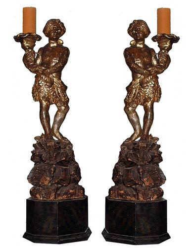 An Exotic Pair of 18th Century Venetian Silver Gilt Carved Figures No. 1569