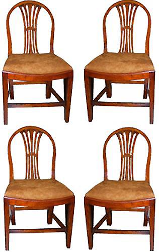 A Set of Four Late 18th Century Hepplewhite Mahogany Side Chairs No. 2607