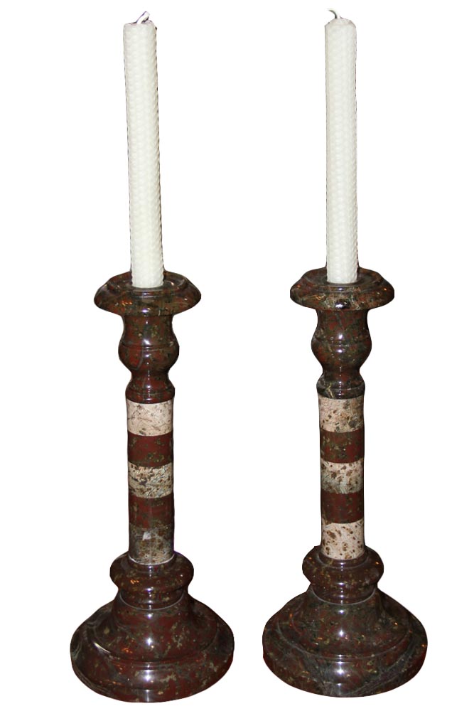 A Pair of Italian Marble Candlesticks No. 142