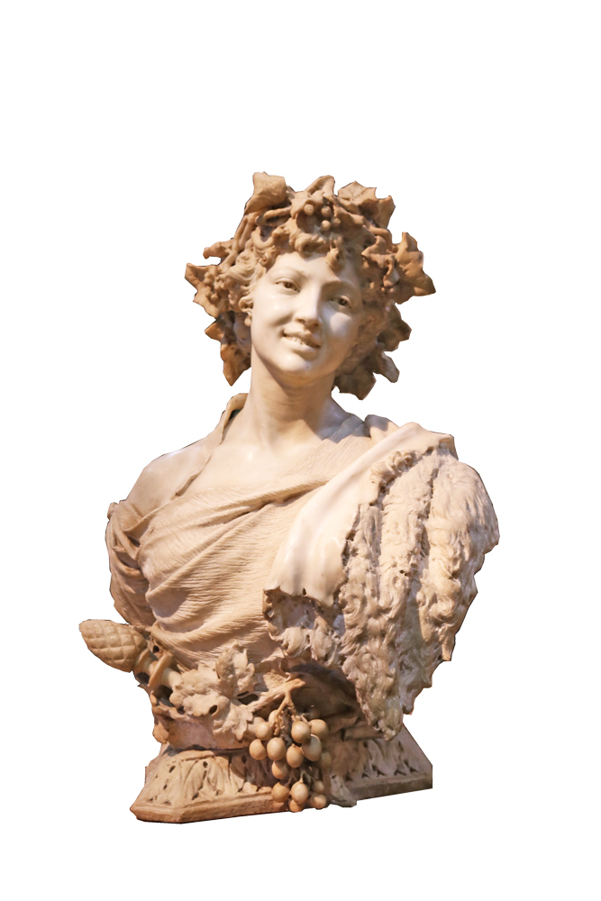 A 19th Century Italian White Marble Bust of Bacchante No. 1473