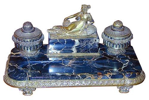 A 19th Century French Black Marble Inkwell No. 754