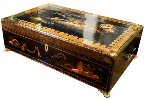 A Chinese Black Lacquered and Gilt-Chinoiserie Box No. 1603