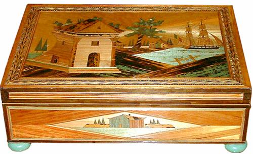 An Exceptional Late 19th Century Straw Marquetry Jewelry Box No. 2477