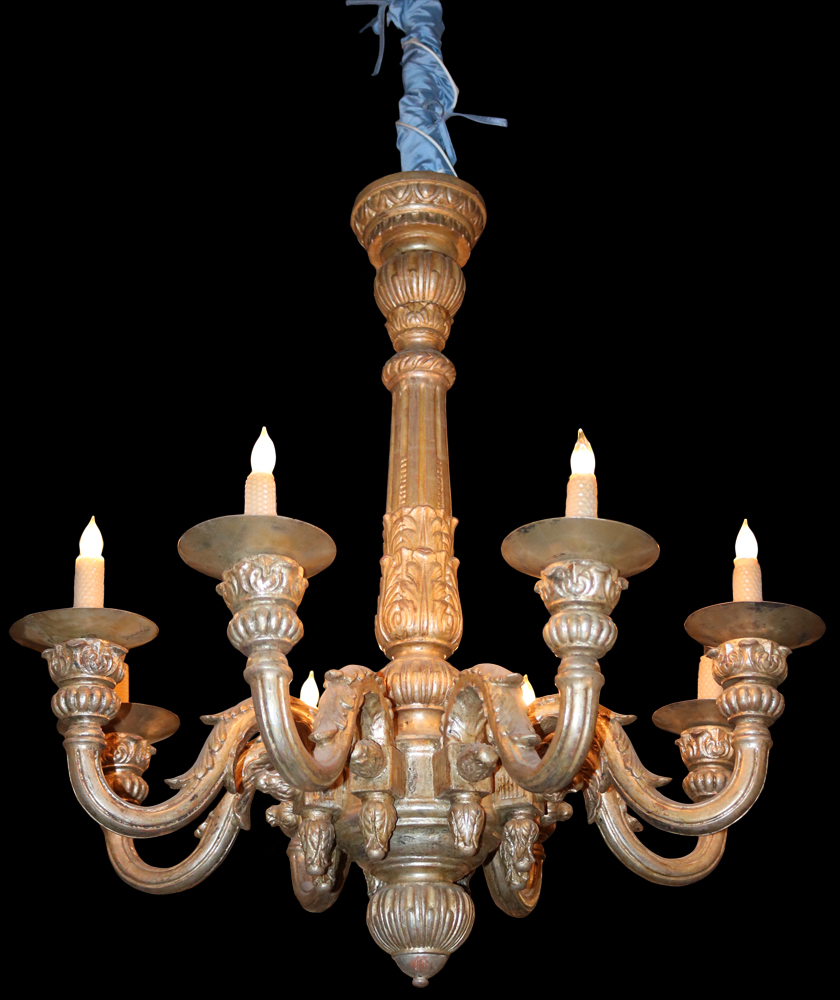 An 18th Century Italian Carved Silver Giltwood Chandelier No. 1797