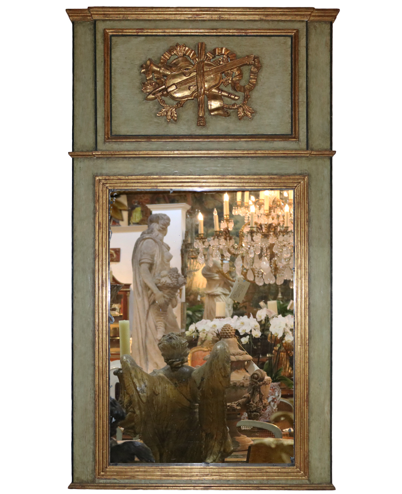 A French 18th Century Polychrome and Parcel-Gilt Trumeau Mirror No. 1856