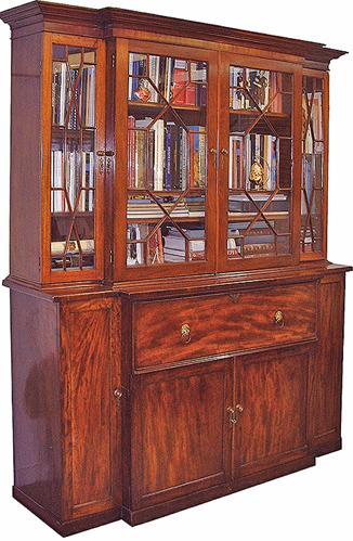A Fine 19th Century English Regency Flame Mahogany Bureau Bookcase No. 2704