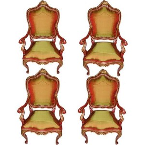 A Set of Four 18th Century Sicilian Louis XV Polychrome and Parcel-Gilt Armchairs No. 3080