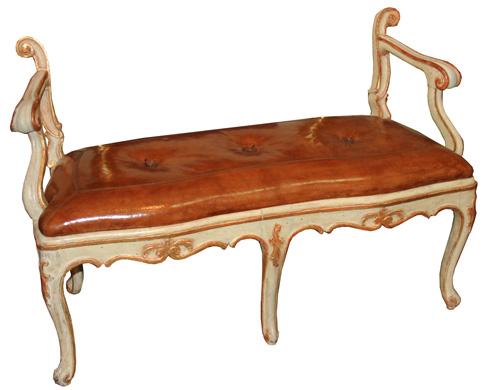 An 18th Century Italian Louis XV Polychrome and Parcel-Gilt Backless Window Seat No. 2878