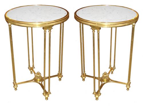 A Pair of 19th Century Unusual Neoclassical Brass Gueridons No. 3166