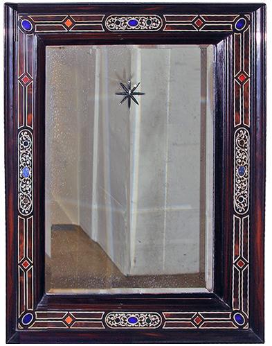 A 17th Century Italian Ebonized Mirror Inlaid with Bone No. 3203
