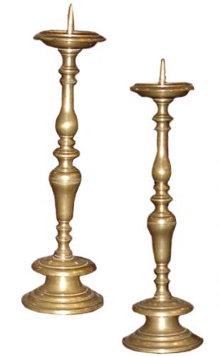 A Pair of Italian 18th Century Brass Candlesticks No. 3202