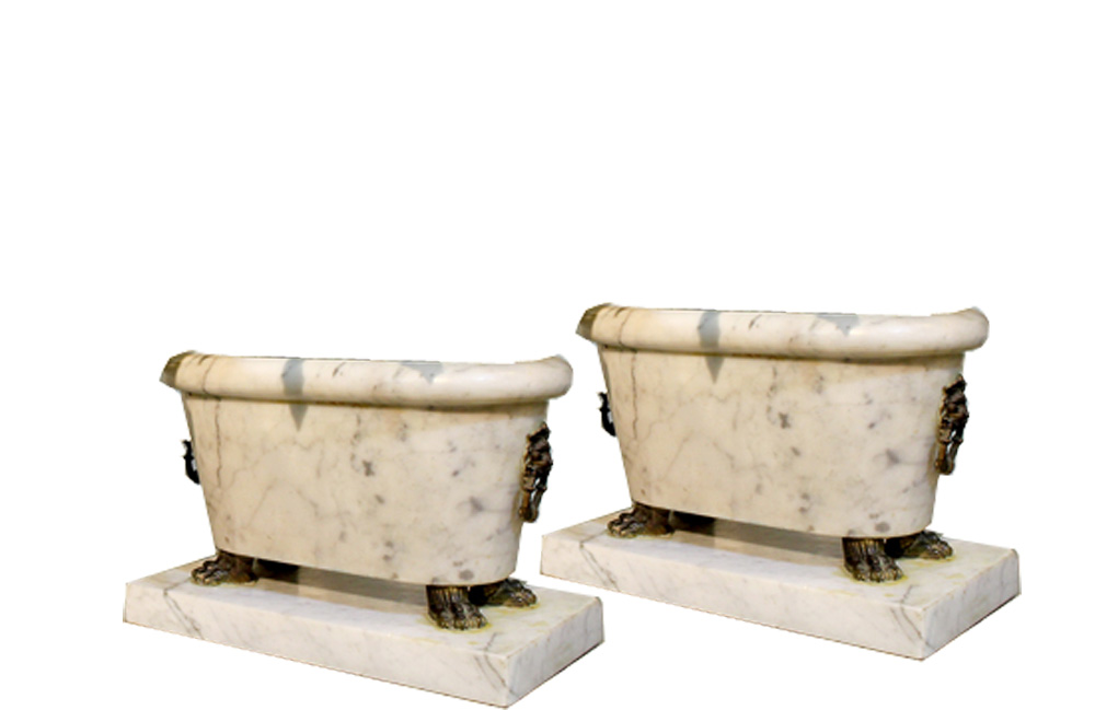 A Pair of 19th Century Roman Marble Plant Stands No. 219