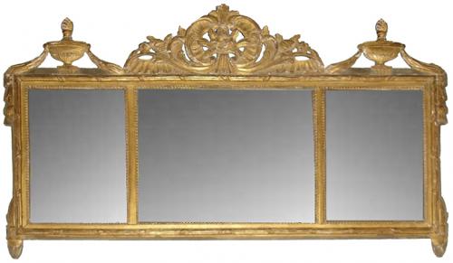 A Late 18th Century Italian Neoclassical Giltwood Over door/Over Mantle Mirror No. 3237