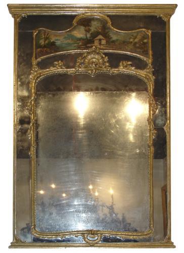 An 18th Century French Louis XV Style Silver Gilt Trumeau Mirror No. 3135