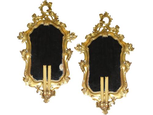 A Pair of 19th Century Bra de Lumiere Rococo Giltwood Mirrors No. 3337
