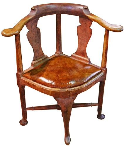 An Early 18th Century Swedish Queen Anne Polychrome Corner Chair No. 3346