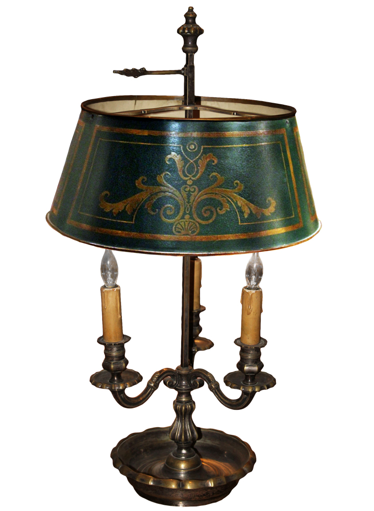 A Handsome Three-Light Bouillotte Lamp No. 2410