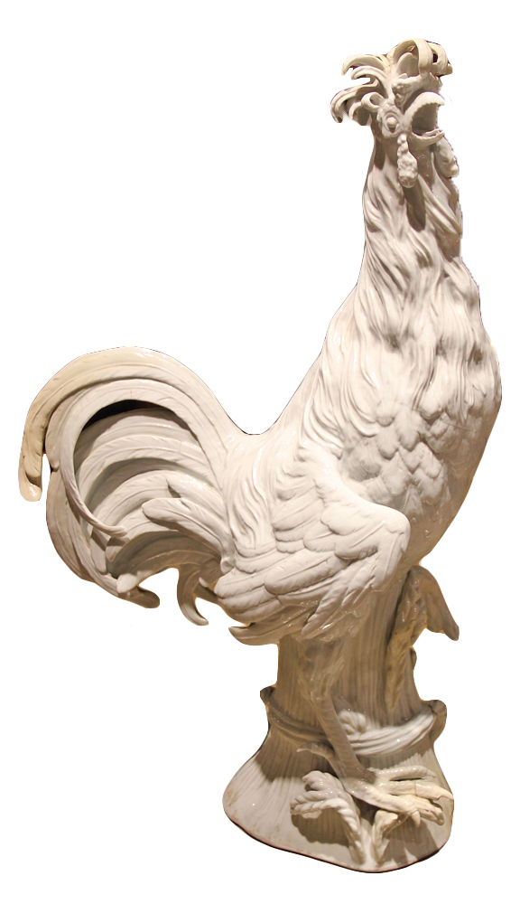 A Dramatic 19th Century Capo di Monte Porcelain Rooster No. 2539