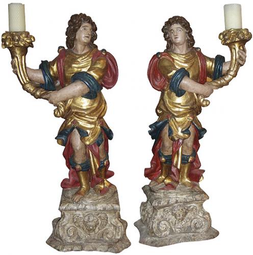 A Triumphant Pair of 18th Century Archangel Torchères No. 3522