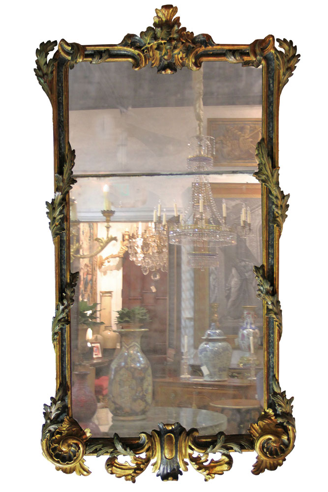 A Remarkable Early 18th Century Italian Régence Parcel-Gilt and Polychrome Mirror No. 2643