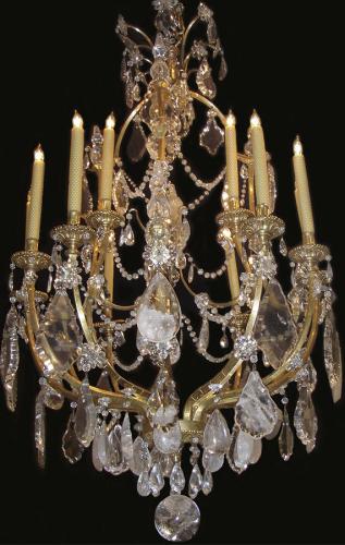 A Magnificent 19th Century Twelve-Light Rock Crystal Italian Chandelier No. 3622