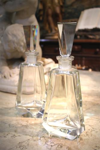 A Pair of French Cut Crystal Pyramidal Decanters No. 283