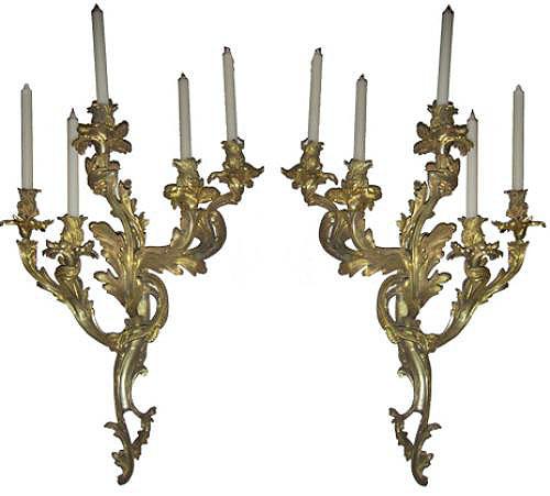 An Important Pair of Early 19th Century Louis XV Rococo Ormolu Wall Sconces No. 3770