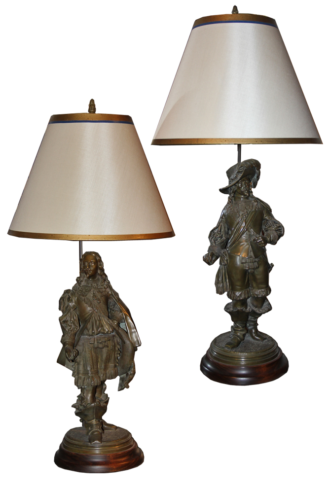A 19th Century Pair of Cast Bronze French Soldiers during the Reign of Louis XIII No. 2844
