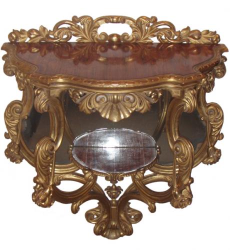 A Tulipwood Topped Giltwood Serpentine Console No. 3851