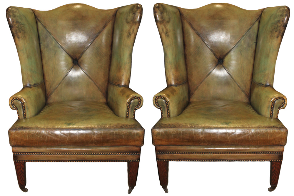 A Vintage Pair of Oversized Wing Chairs No. 3009