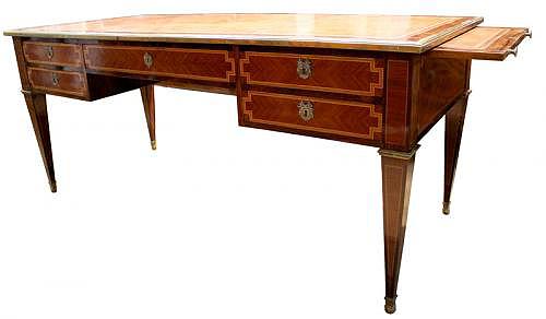 A 19th Century French Louis XVI Rosewood and Satinwood Parquetry Bureau Plat No. 3939