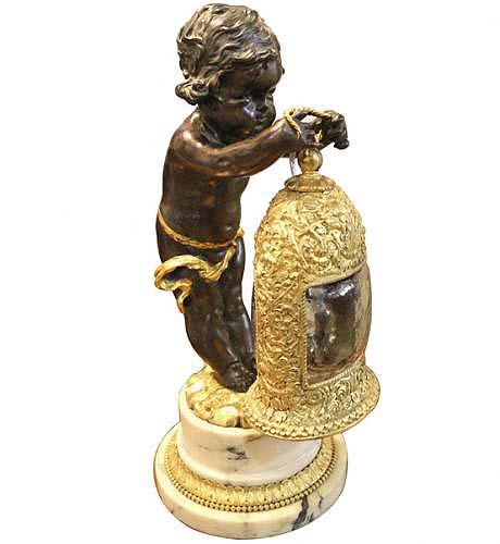 A Charming Early 19th Century Italian Bronze Statue Lamp No. 4003